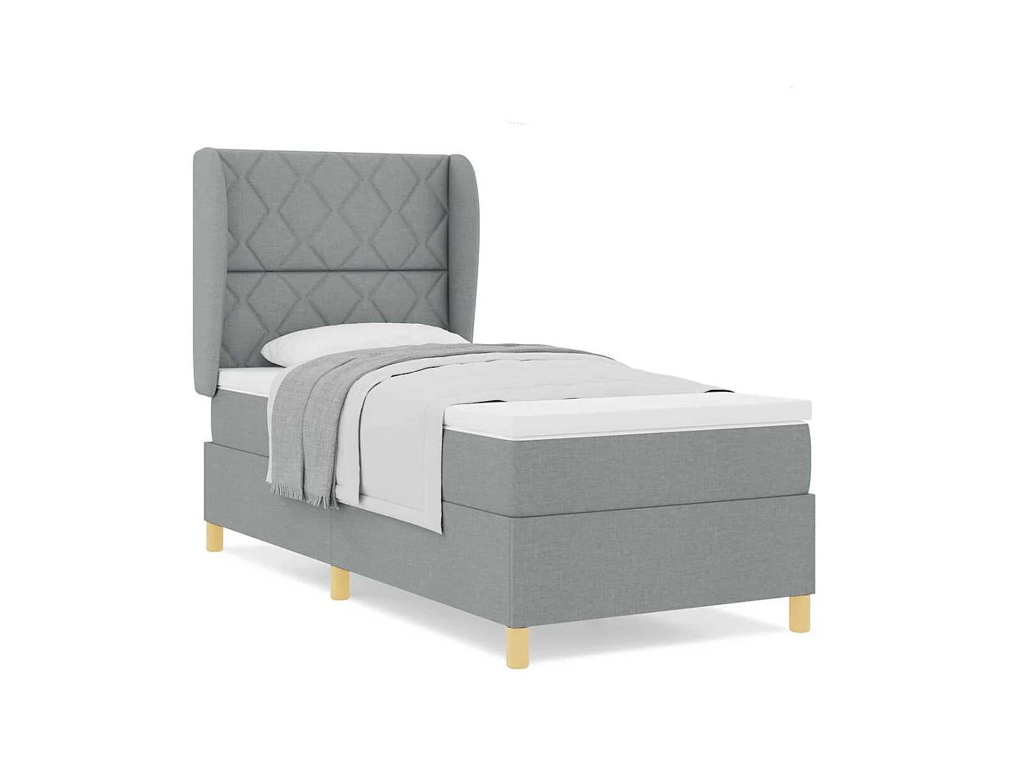 Cama con Somier y Colchón Gris Oscuro 90x190 cm de Tela