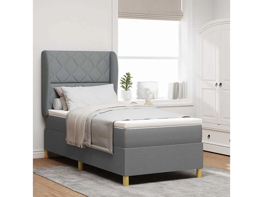 Cadre de lit avec matelas gris foncé 90x190 cm Gris clair