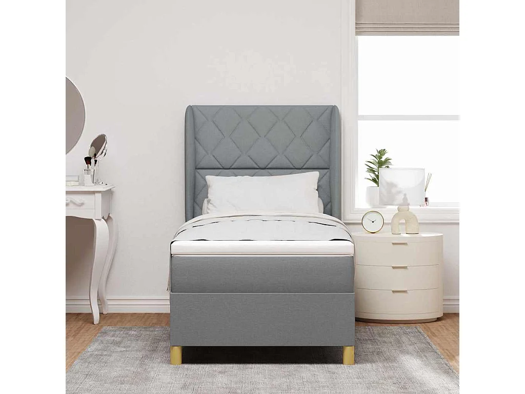 Cadre de lit avec matelas gris foncé 90x190 cm Gris clair