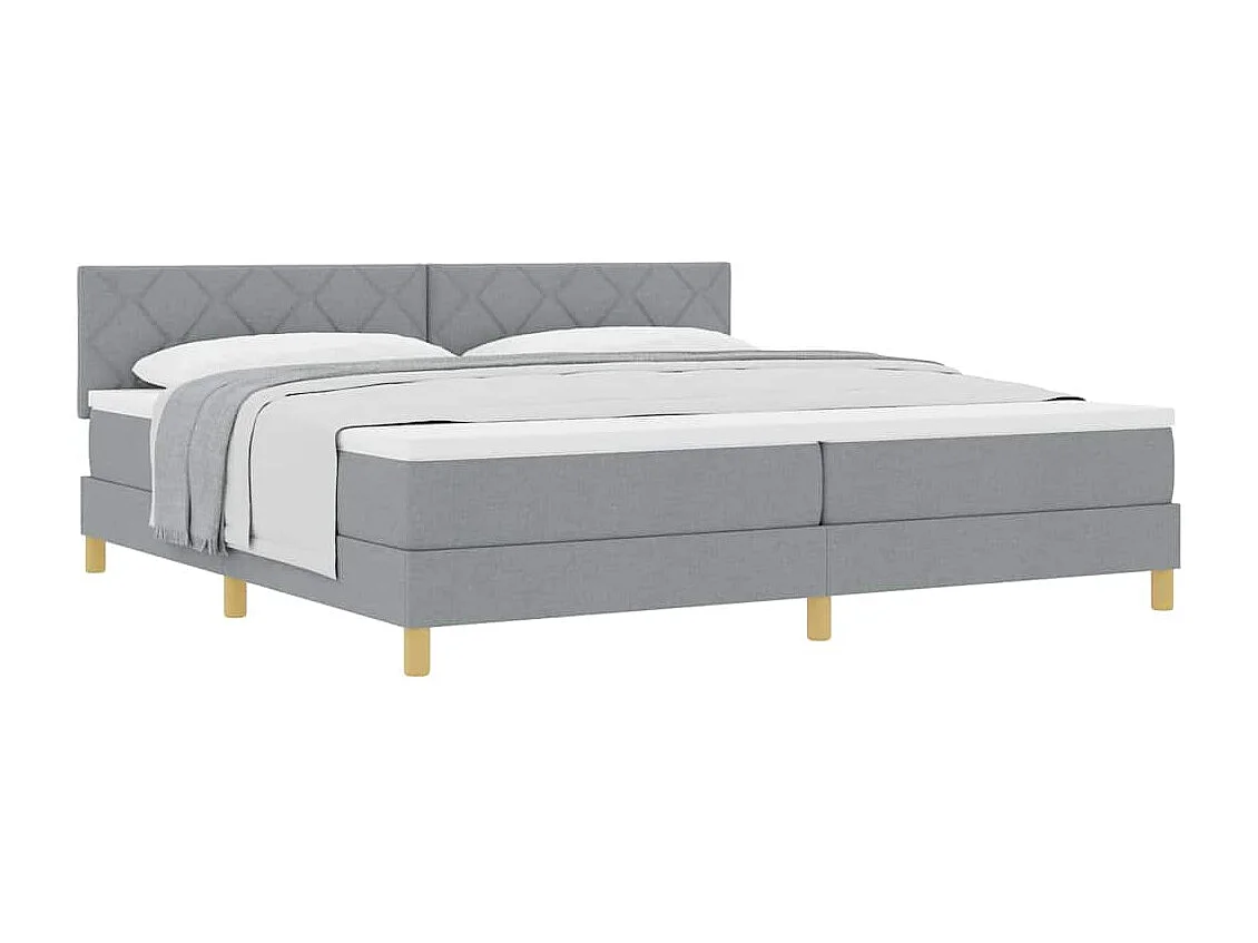 Cadre de lit avec matelas Gris clair 200 x 200 cm tissu