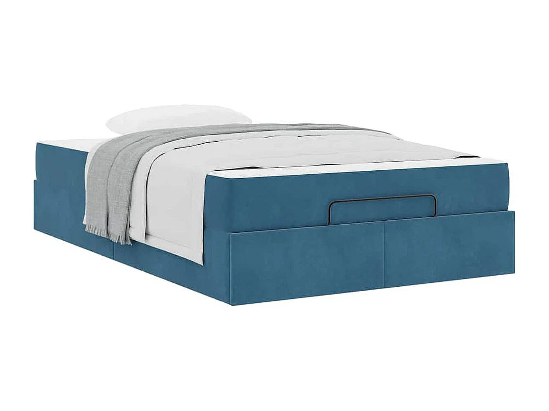 Cadre de lit avec matelas Bleu 120 x 200 cm Velours