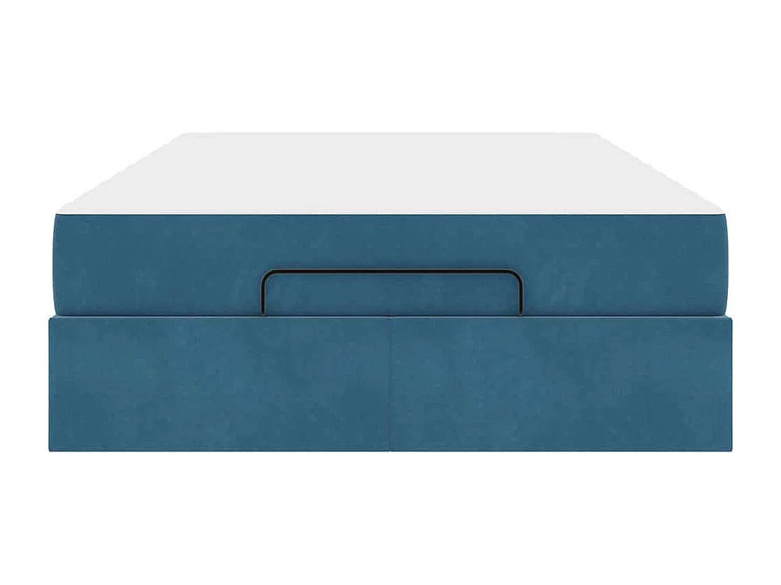 Cadre de lit avec matelas Bleu 120 x 200 cm Velours