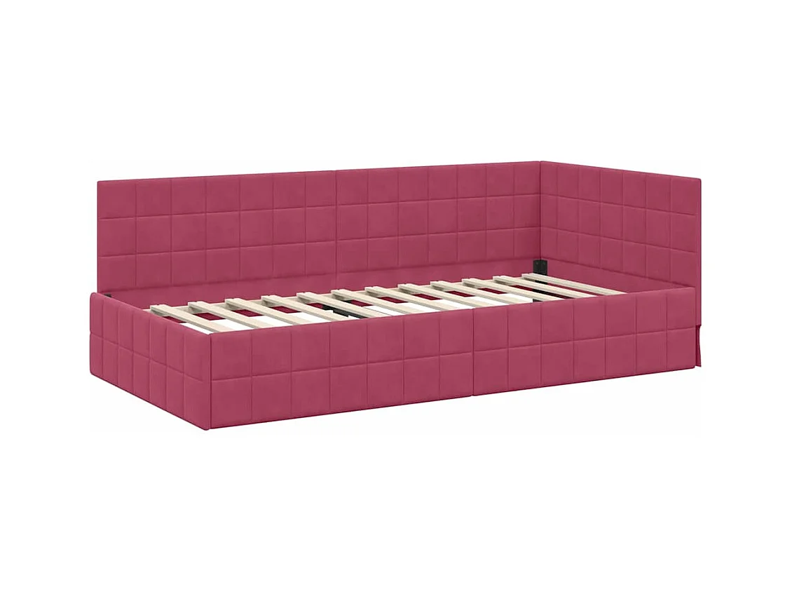 Cadre de lit d'angle Rouge bordeaux 90 x 200 cm Velours