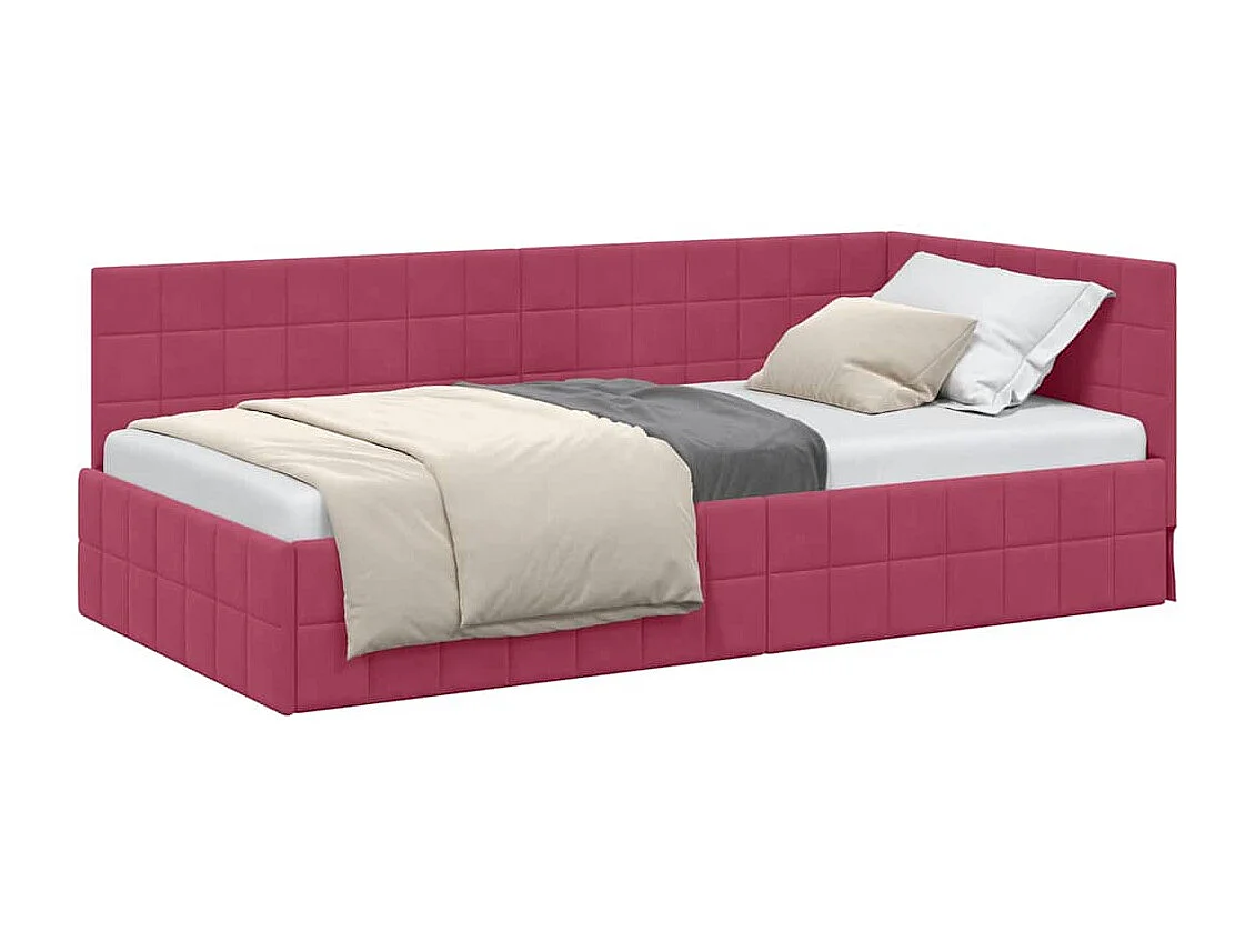 Cadre de lit d'angle Rouge bordeaux 90 x 200 cm Velours