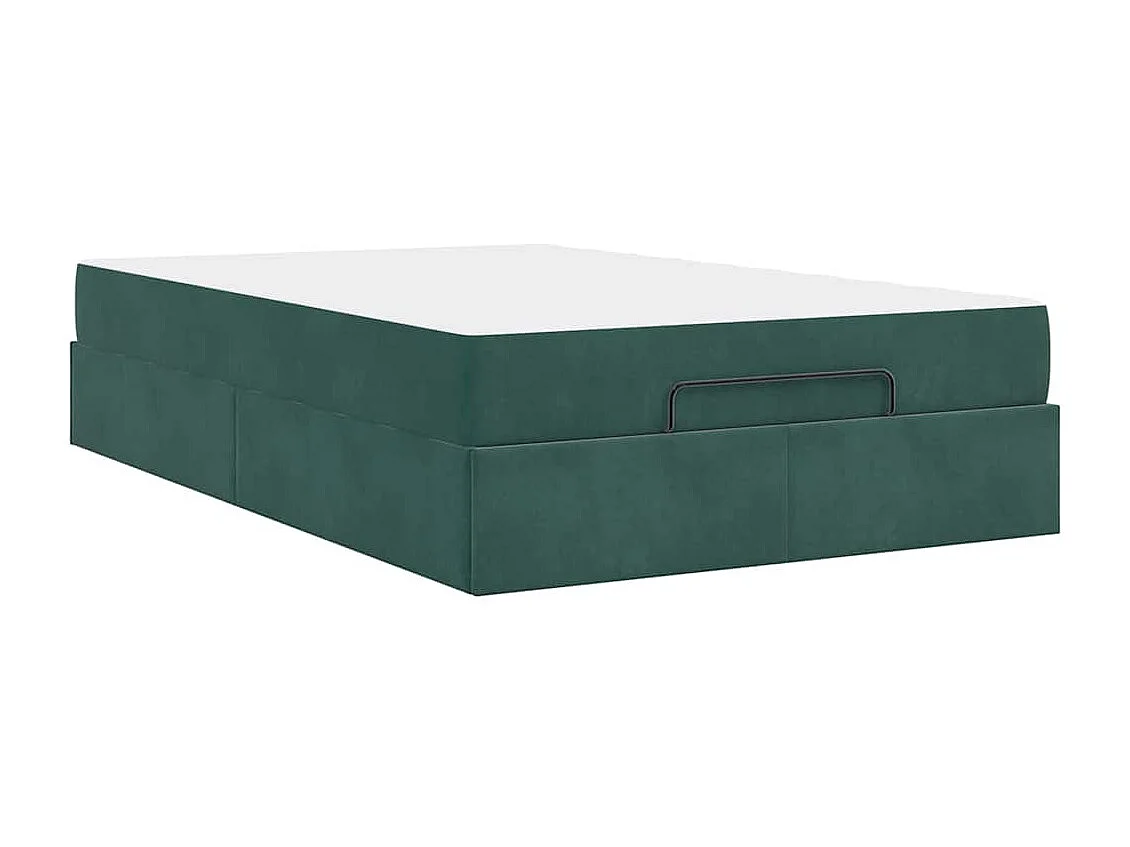 Estrutura da Cama com colchão Verde-escuro 120 x 200 cm Veludo