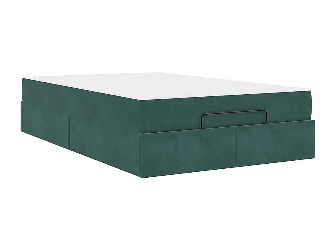 Cadre de lit avec matelas Vert foncé 120 x 200 cm Velours