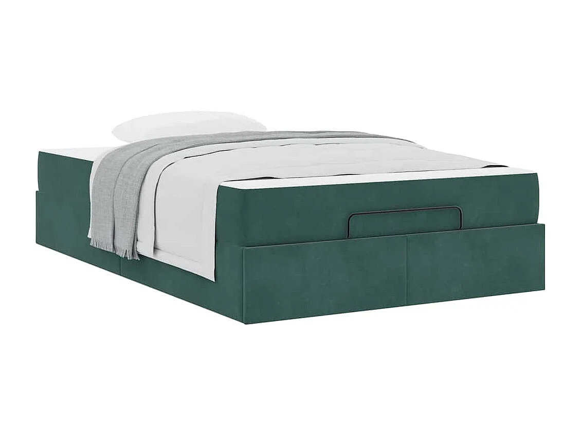 Cadre de lit avec matelas Vert foncé 120 x 200 cm Velours