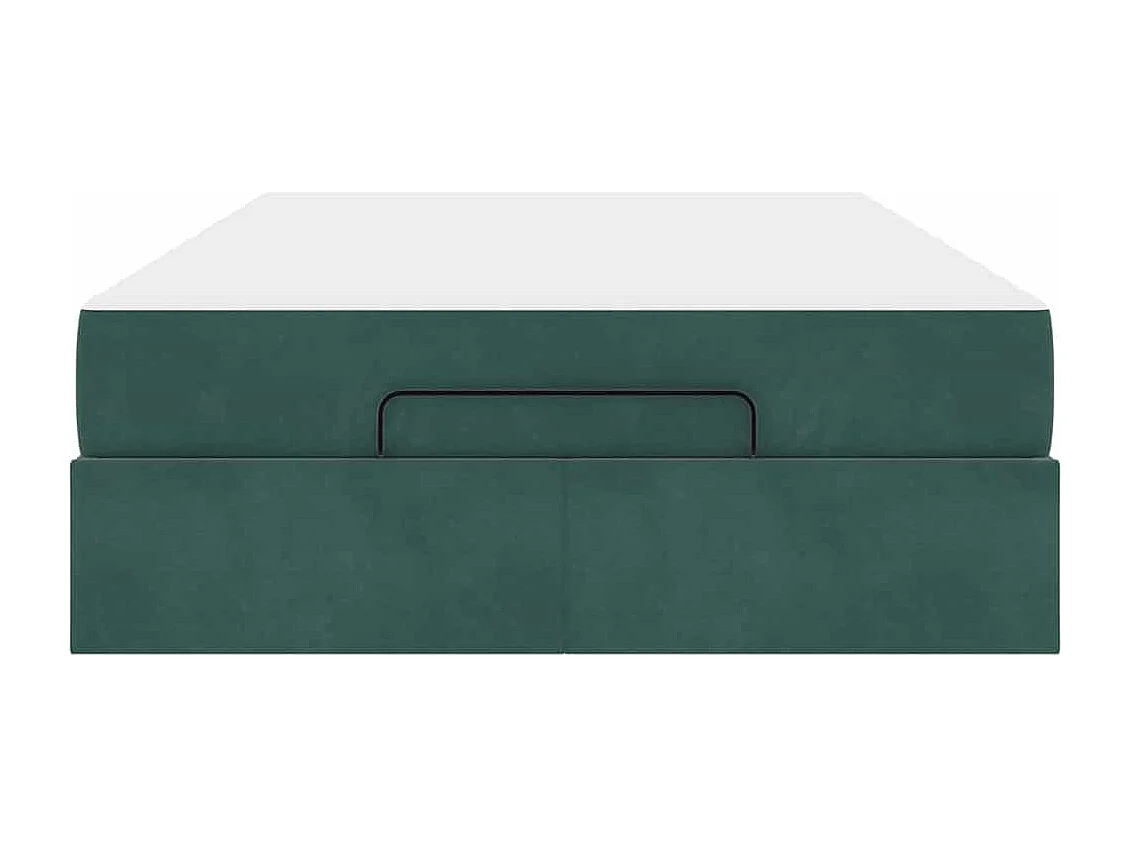 Cadre de lit avec matelas Vert foncé 120 x 200 cm Velours