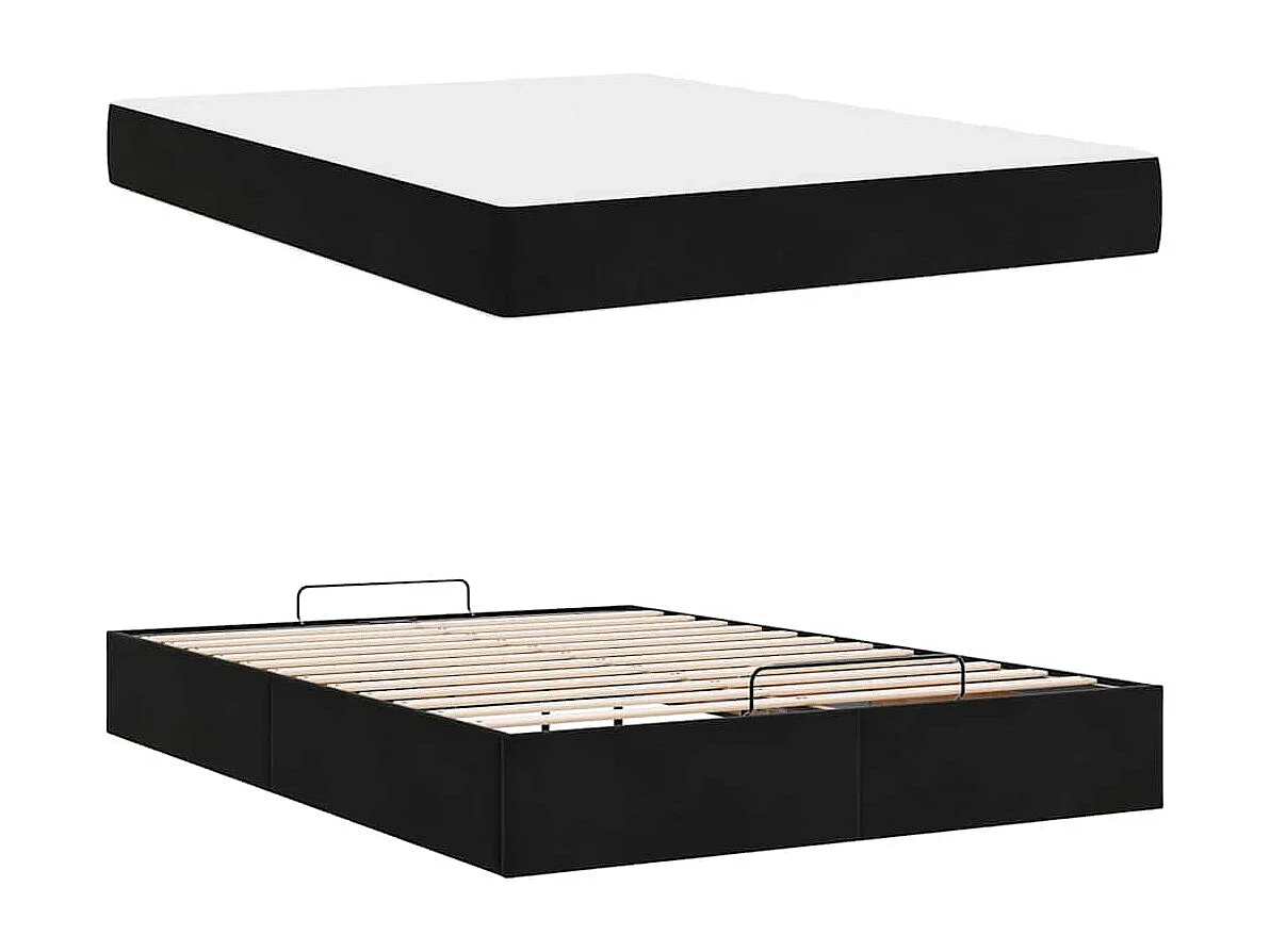 Cadre de lit avec matelas Noir 140 x 200 cm Velours