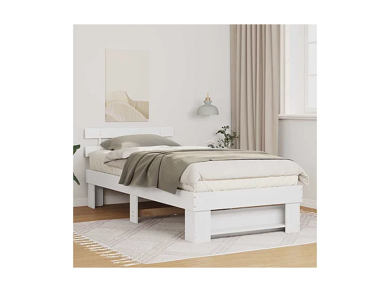 Cadre de lit Blanc 90 x 200 cm Bois massif en pin