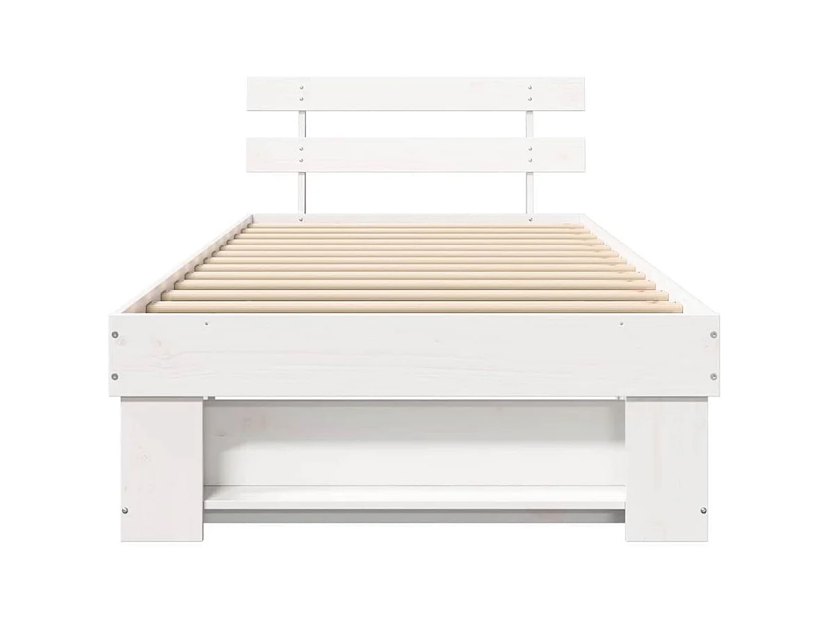 Bedframe met hoofdeinde Wit 90 x 200 cm Massief grenenhout