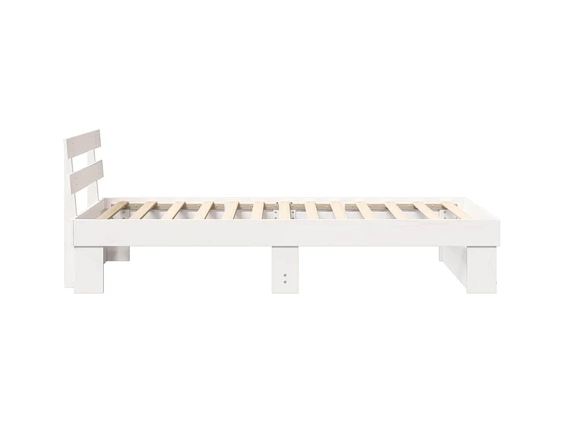 Bedframe met hoofdeinde Wit 90 x 200 cm Massief grenenhout