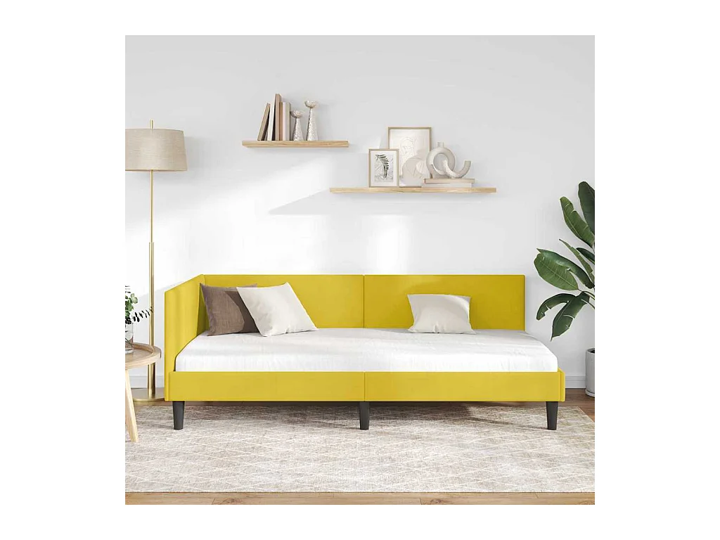 Cadre de lit d'angle Autre avec tête de lit Jaune 90 x 190 cm