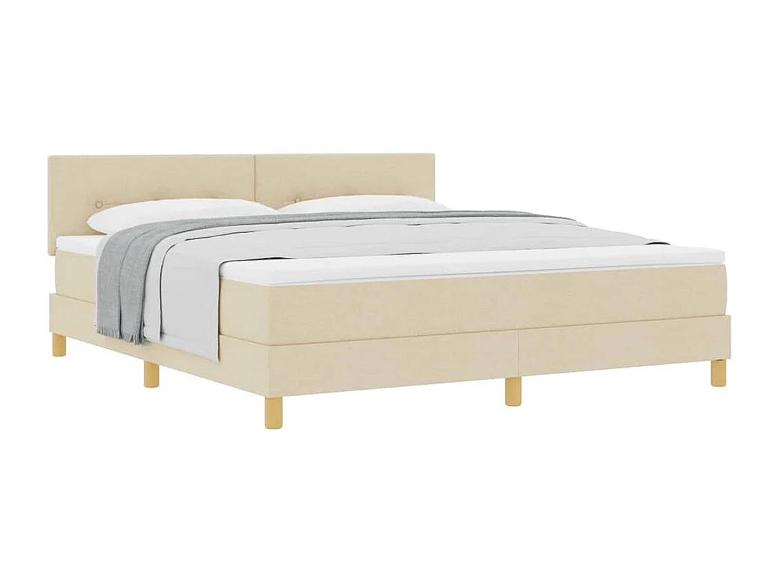 Cadre de lit avec matelas Crème 180 x 200 cm tissu