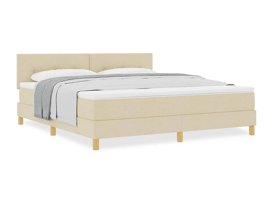 Cadre de lit avec matelas Crème 180 x 200 cm tissu