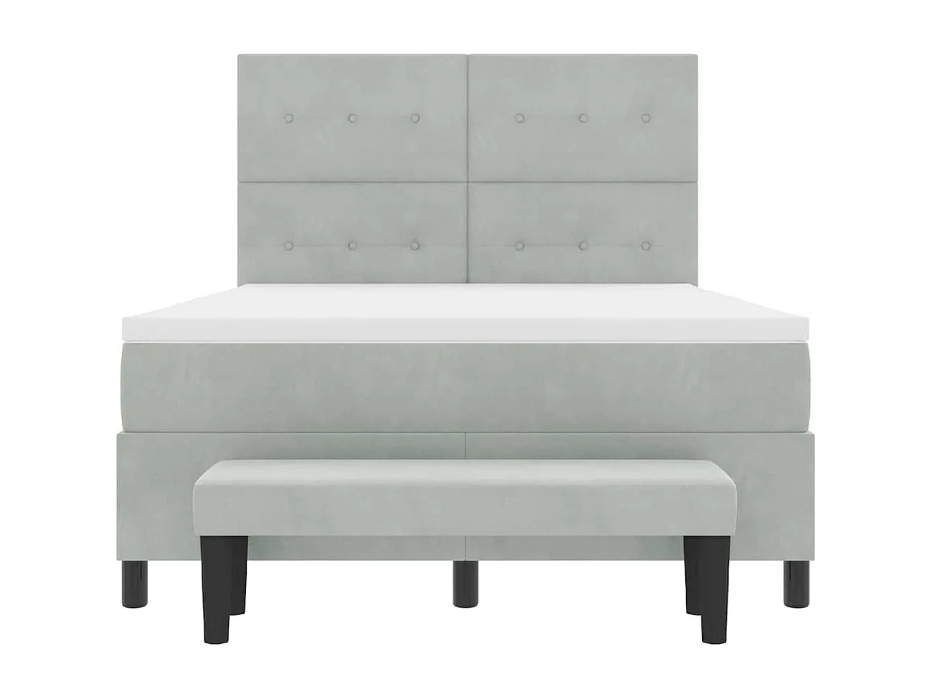 Cama Box com colchão Cinzento-claro 140 x 190 cm Veludo