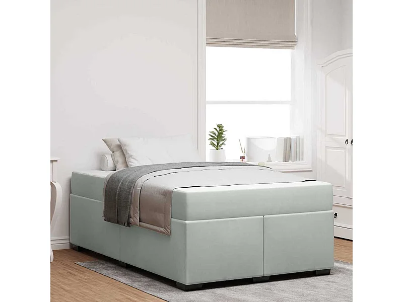 Bedframe met matras met matras Lichtgrijs 120 x 190 cm Fluweel