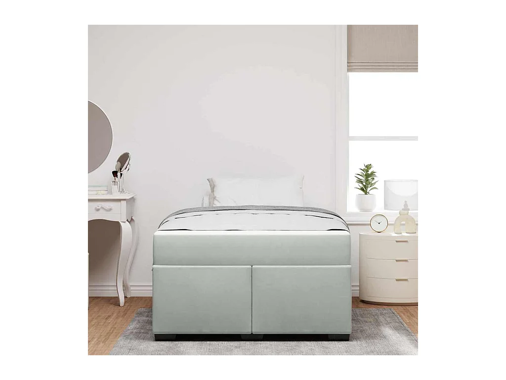 Estructura de cama con colchón Gris claro 120 x 190 cm