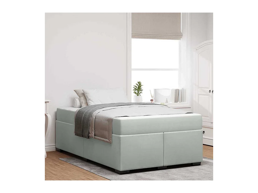 Cadre de lit avec matelas Gris clair 120 x 190 cm Velours