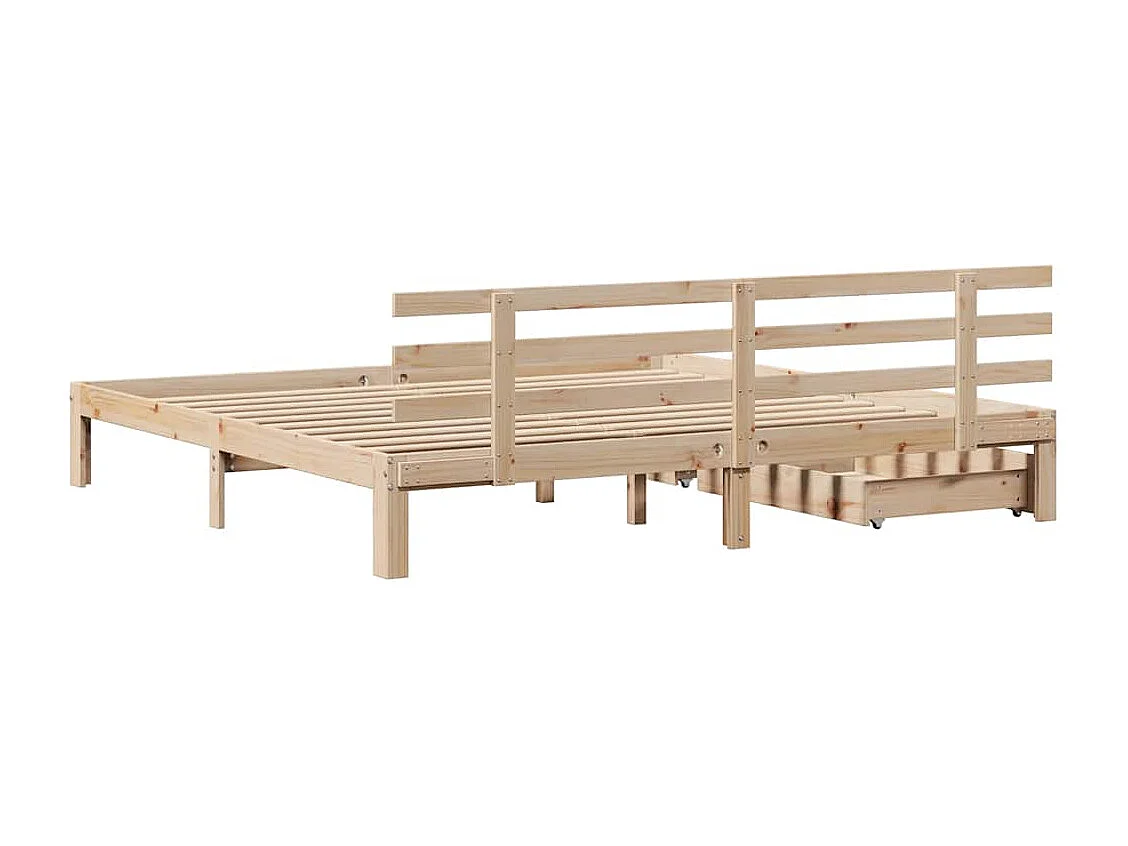 Estructura de cama con cajones madera maciza de pino 200x200 cm