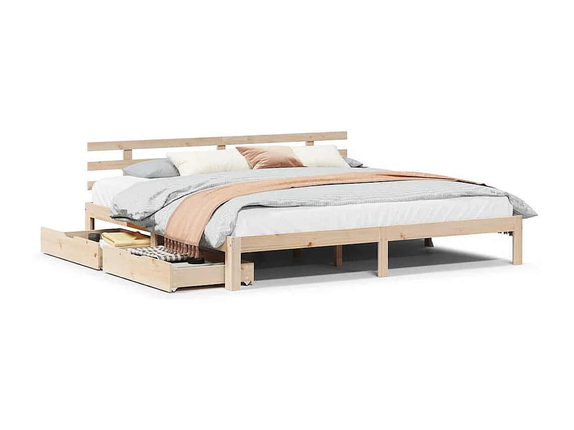 Cadre de lit avec tiroirs sans matelas 200x200 cm