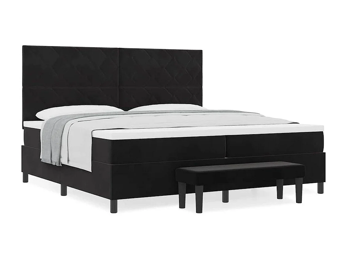 Cadre de lit avec matelas Noir 200 x 200 cm Velours