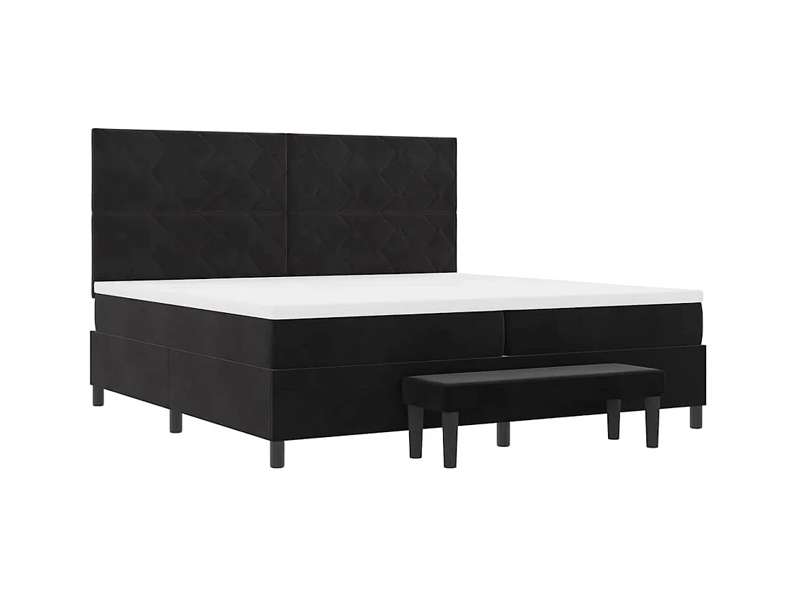 Cadre de lit avec matelas Noir 200 x 200 cm Velours