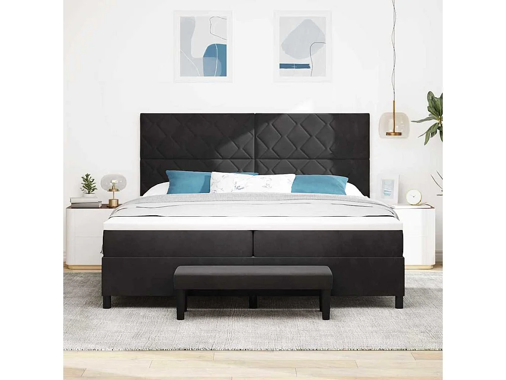 Boxspring bed met matras Zwart 200 x 200 cm Fluweel