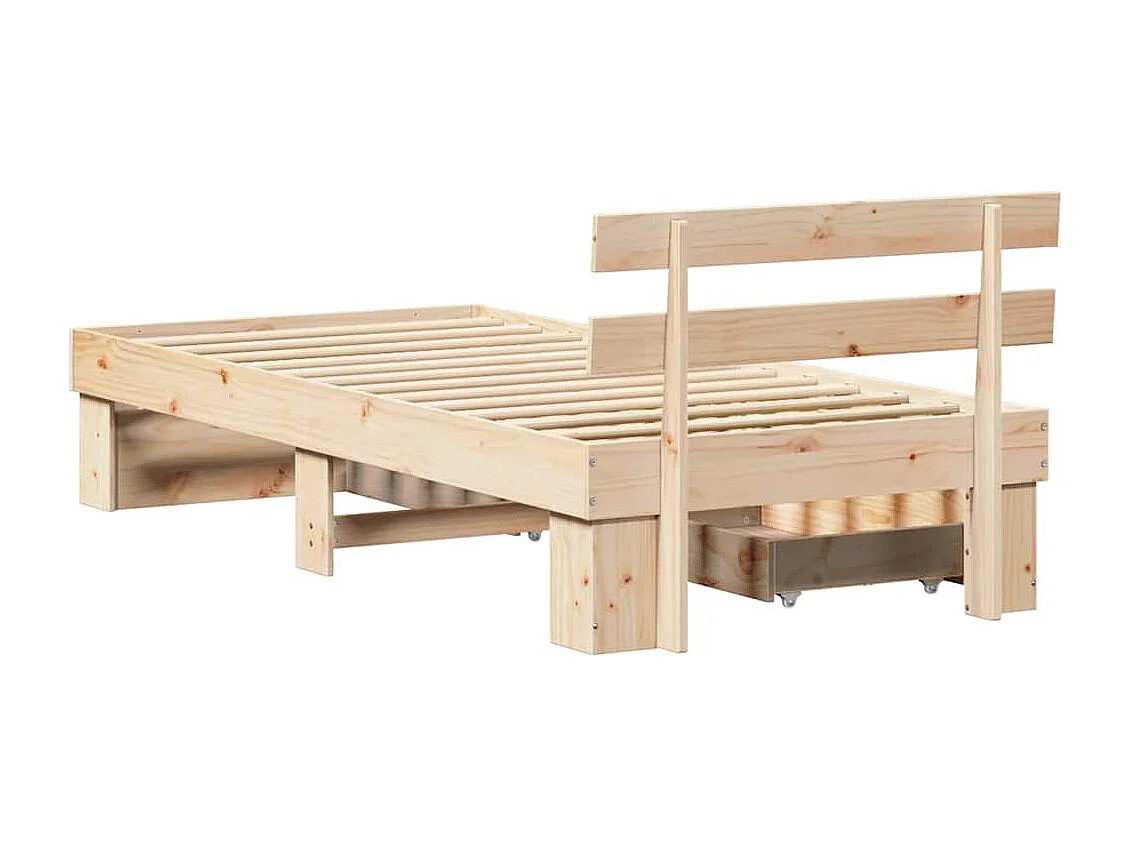 Estructura de cama Marrón 75 x 190 cm Madera maciza de pino