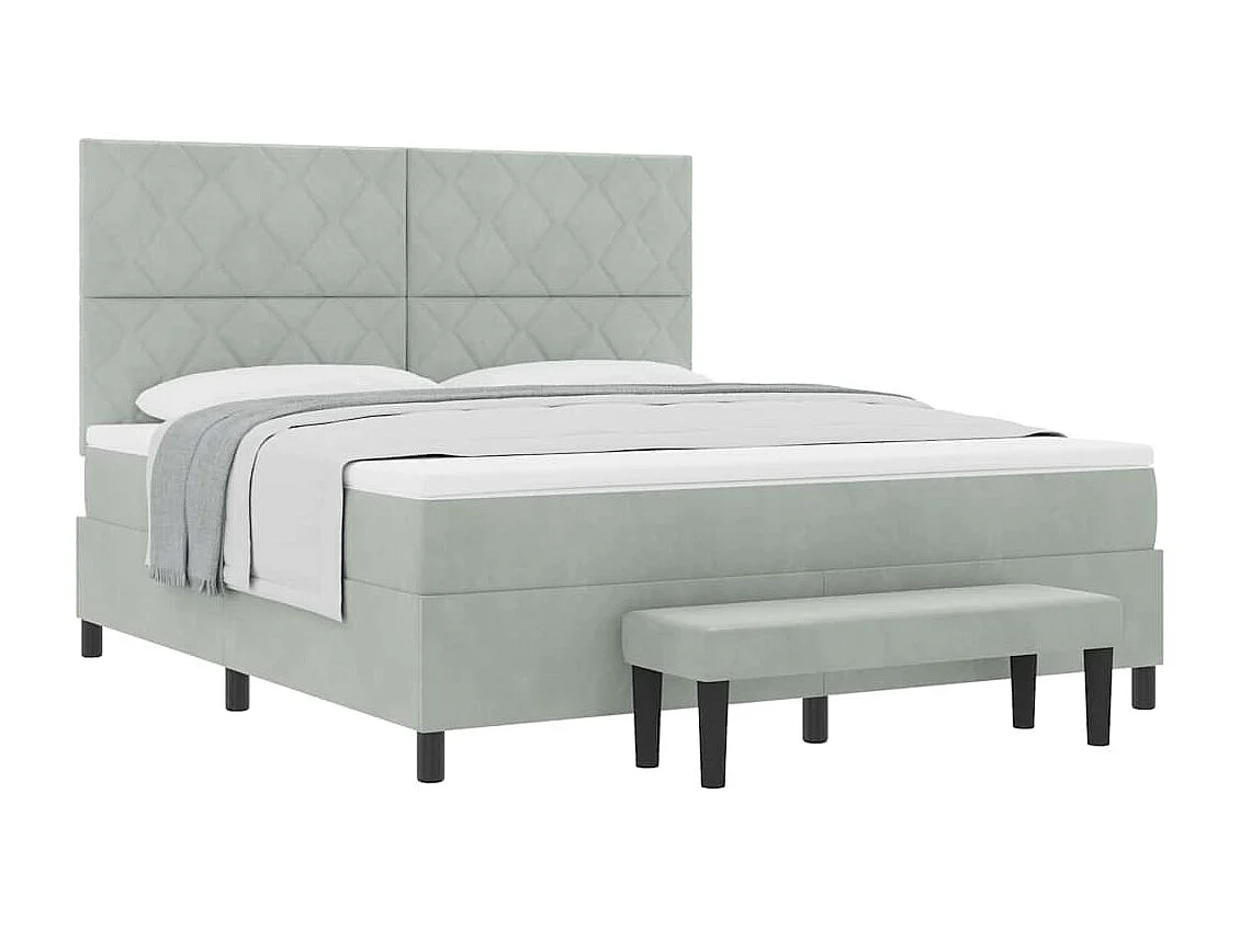 Cama tipo Box Spring Gris claro 180 x 200 cm Terciopelo