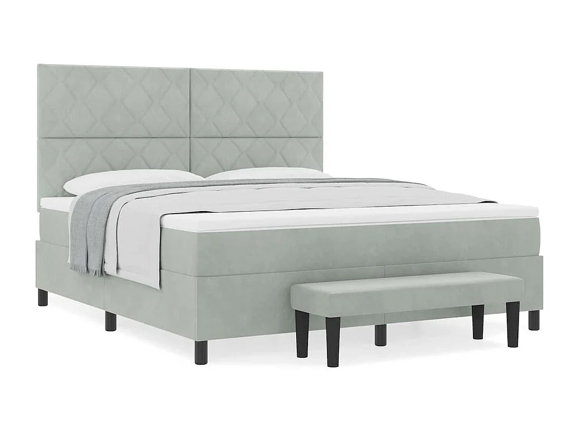 Cama tipo Box Spring Gris claro 180 x 200 cm Terciopelo