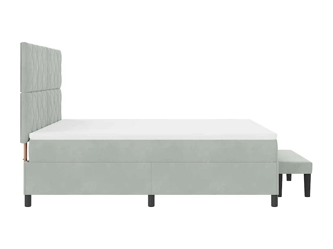 Cama tipo Box Spring Gris claro 180 x 200 cm Terciopelo