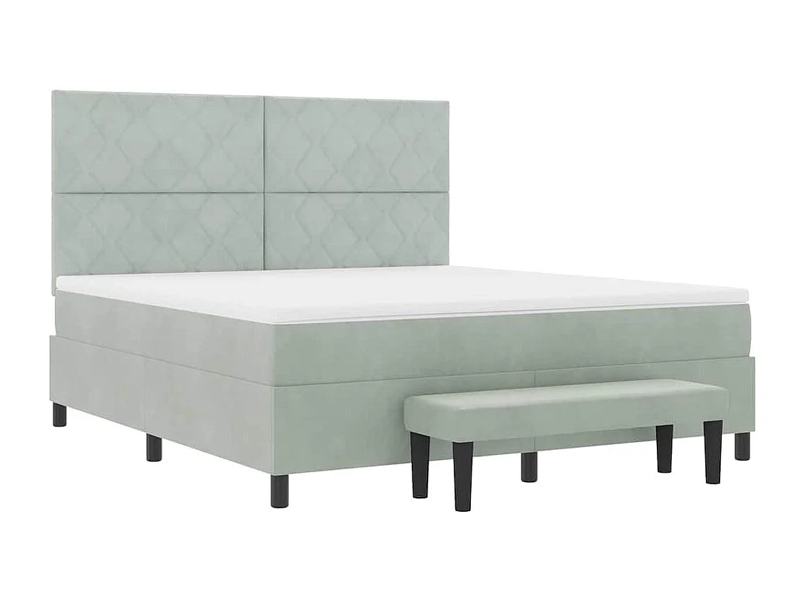 Cama tipo Box Spring Gris claro 180 x 200 cm Terciopelo