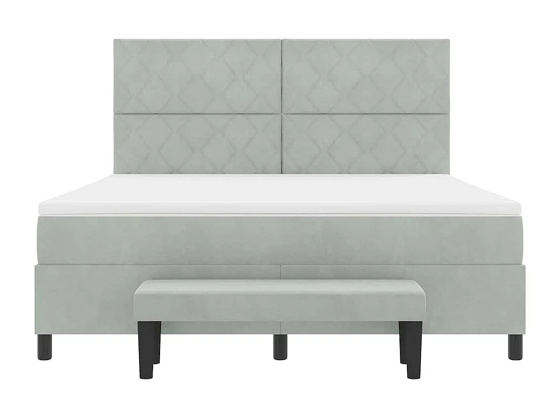 Cama tipo Box Spring Gris claro 180 x 200 cm Terciopelo