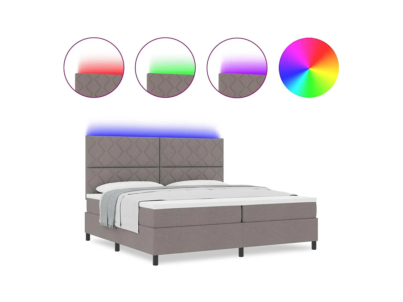 Cadre de lit avec matelas Taupe 200 x 200 cm tissu