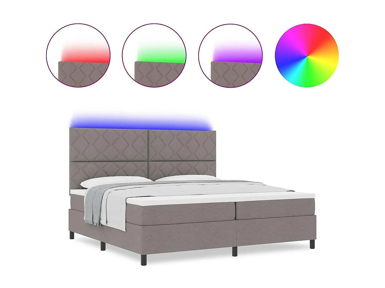 Cadre de lit avec matelas Taupe 200 x 200 cm tissu