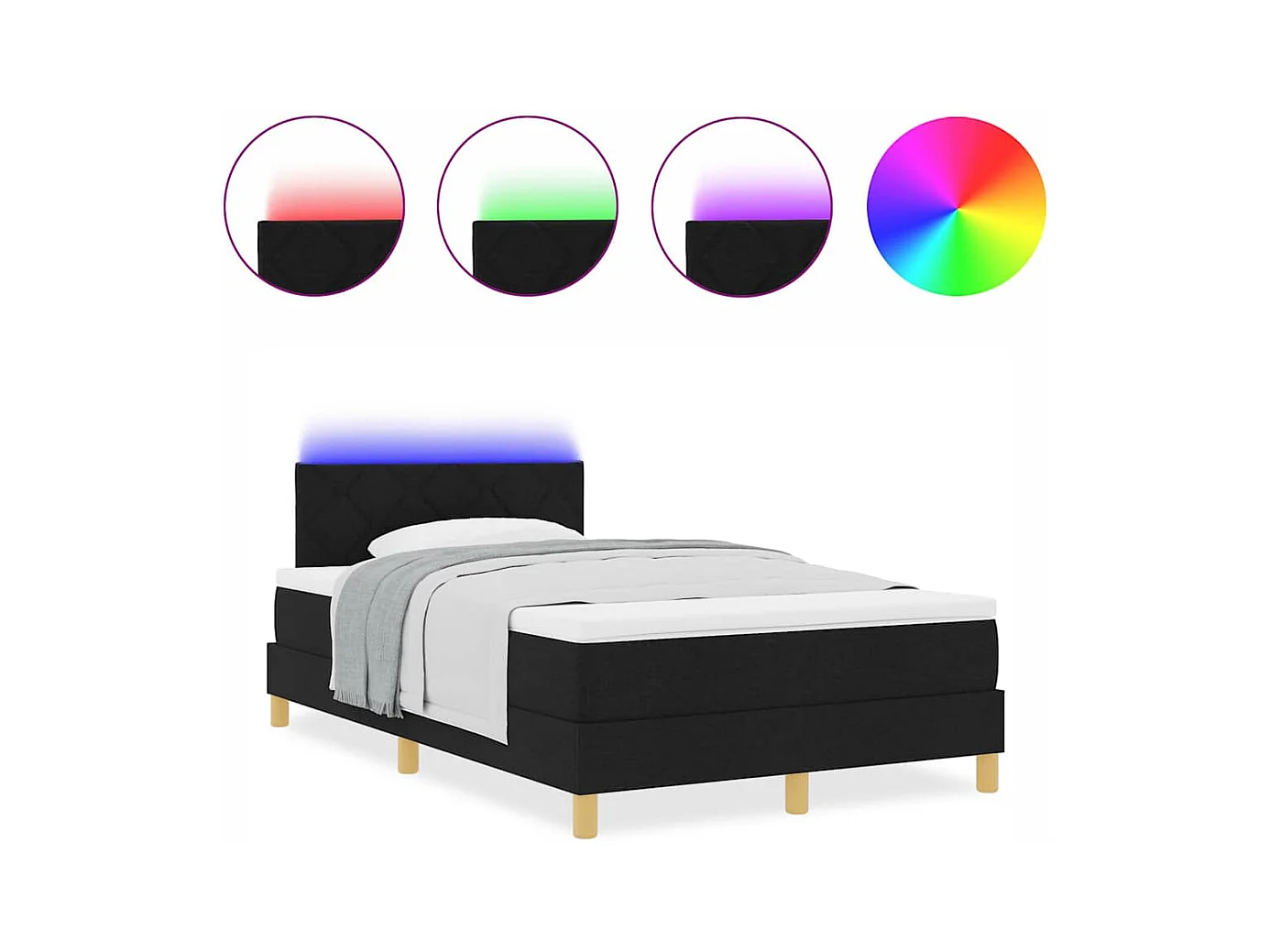 Cadre de lit avec matelas Noir 120 x 200 cm tissu