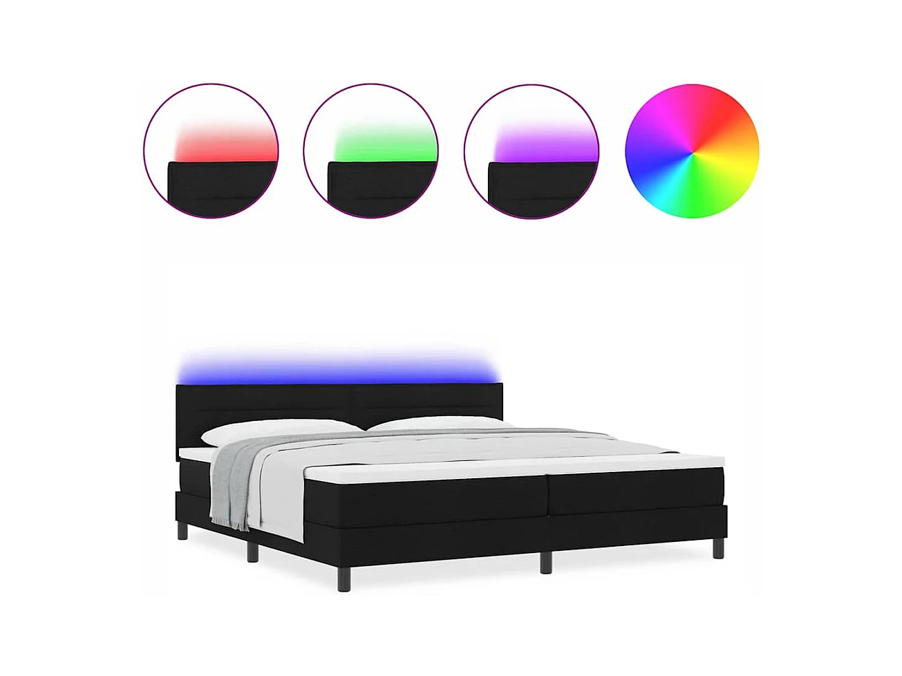 Cama tipo Box Spring con colchón Negro 200 x 200 cm tela