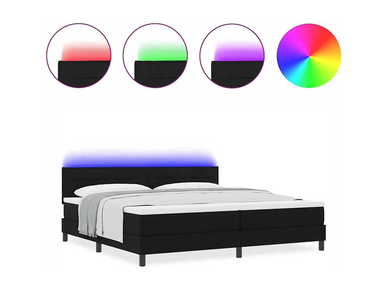 Cama tipo Box Spring con colchón Negro 200 x 200 cm tela