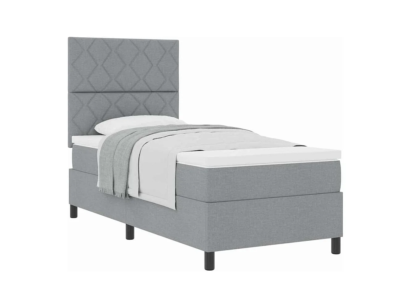 Cadre de lit avec matelas Gris clair 100 x 200 cm tissu