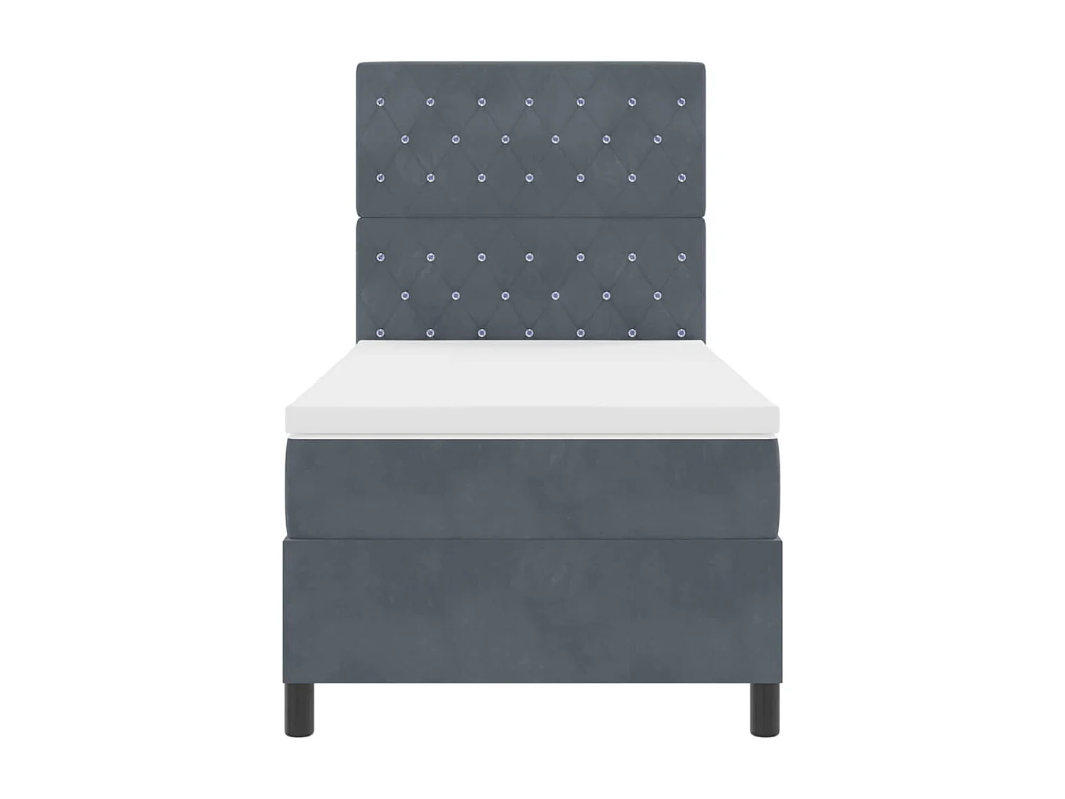 Cadre de lit avec matelas Gris foncé 100 x 200 cm Velours