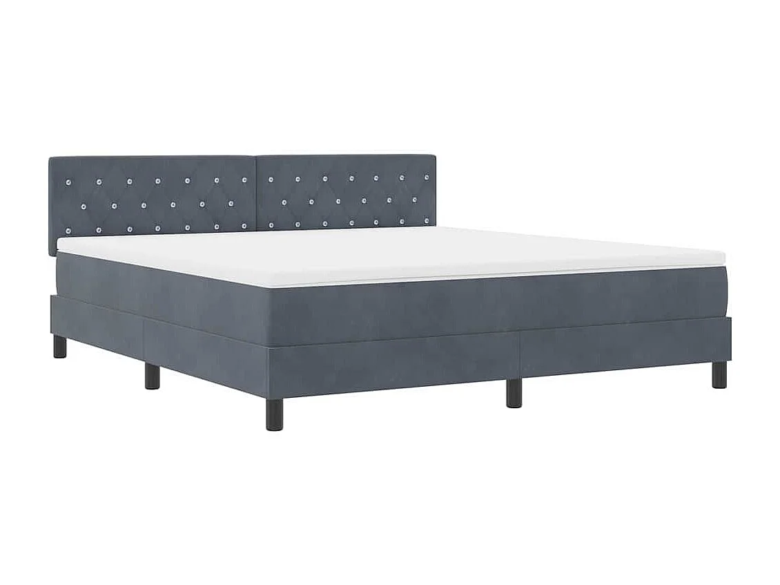 Cama Box com colchão Cinzento escuro 180 x 200 cm Veludo