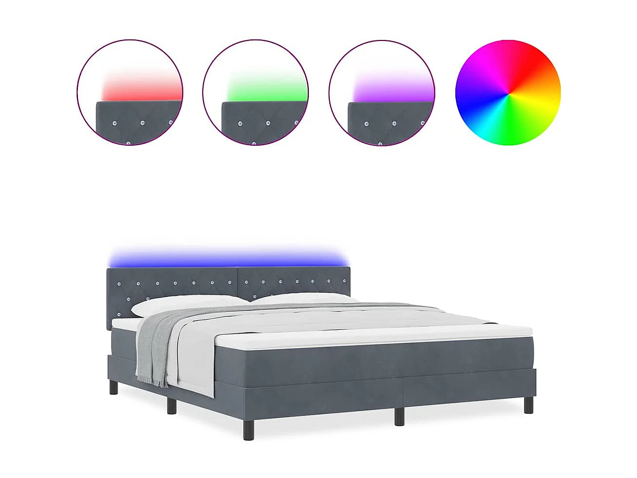 Cama Box com colchão Cinzento escuro 180 x 200 cm Veludo