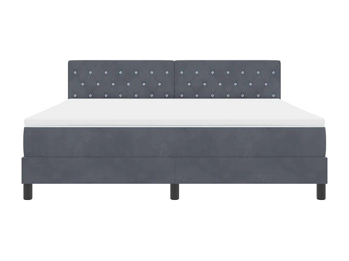 Cama Box com colchão Cinzento escuro 180 x 200 cm Veludo
