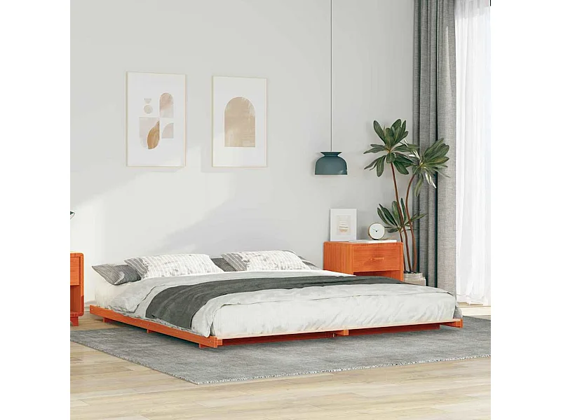 Estrutura de cama de chão Castanho-mel 200 x 200 cm