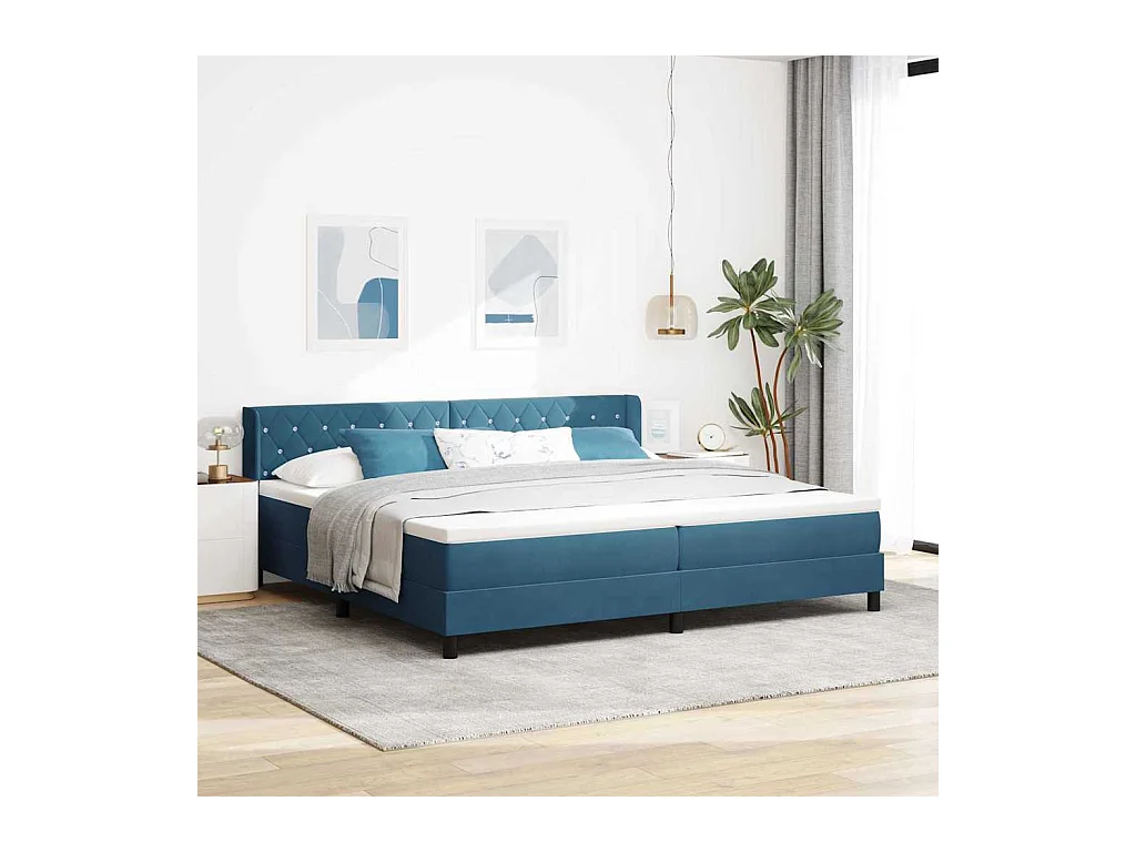 Boxspringbed met Matras Zwart 100x200 cm Fluweel Donkerblauw