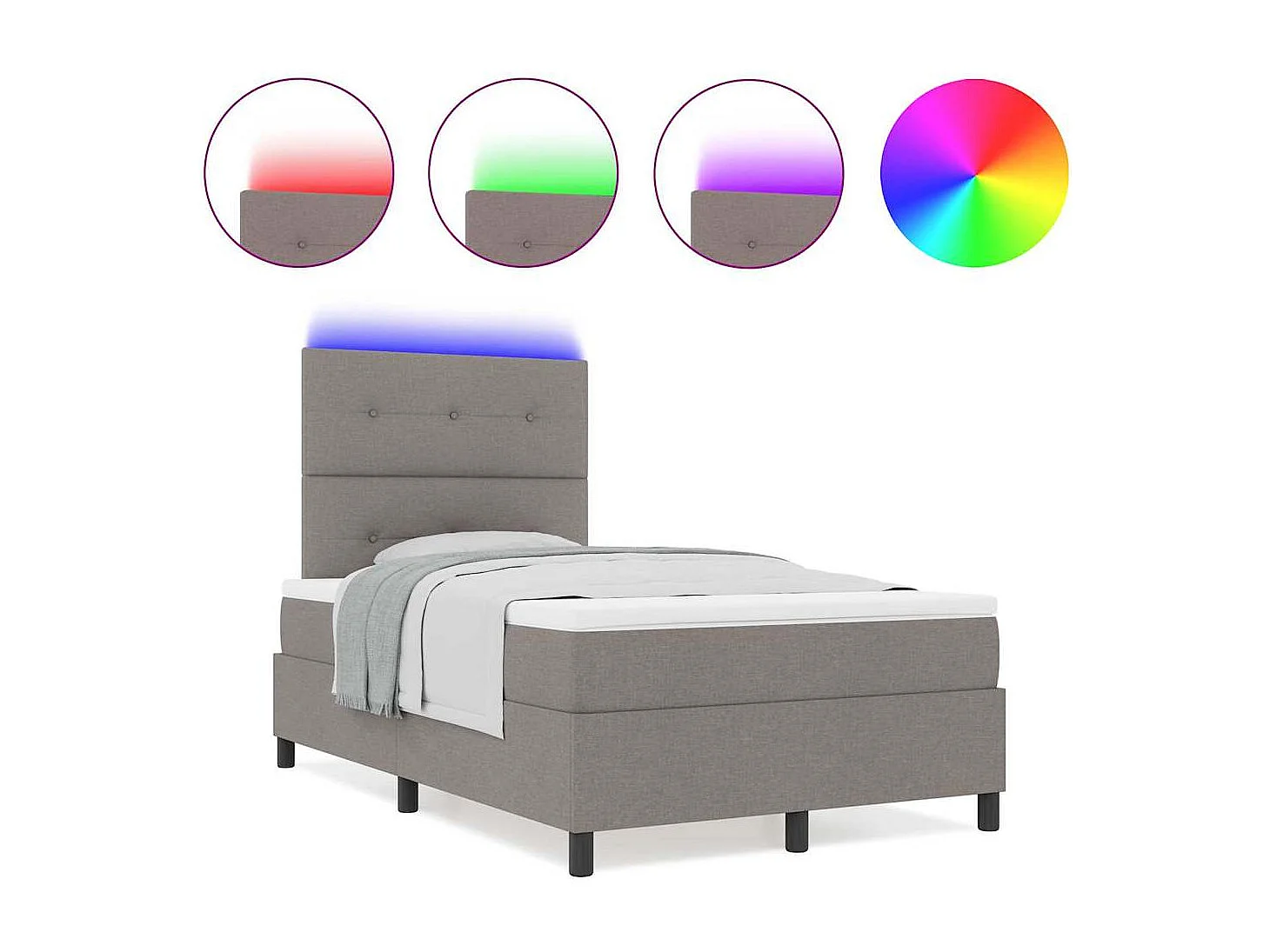 Cama tipo Box Spring con colchón Taupé 120 x 190 cm tela