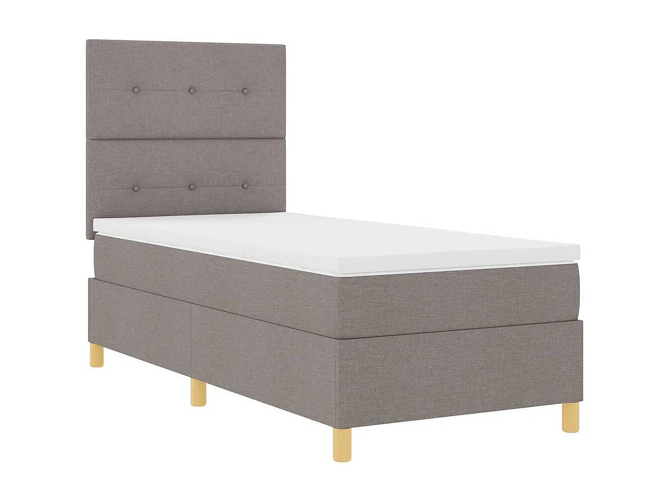 Cama tipo Box Spring con cabecera Taupé 100 x 200 cm tela