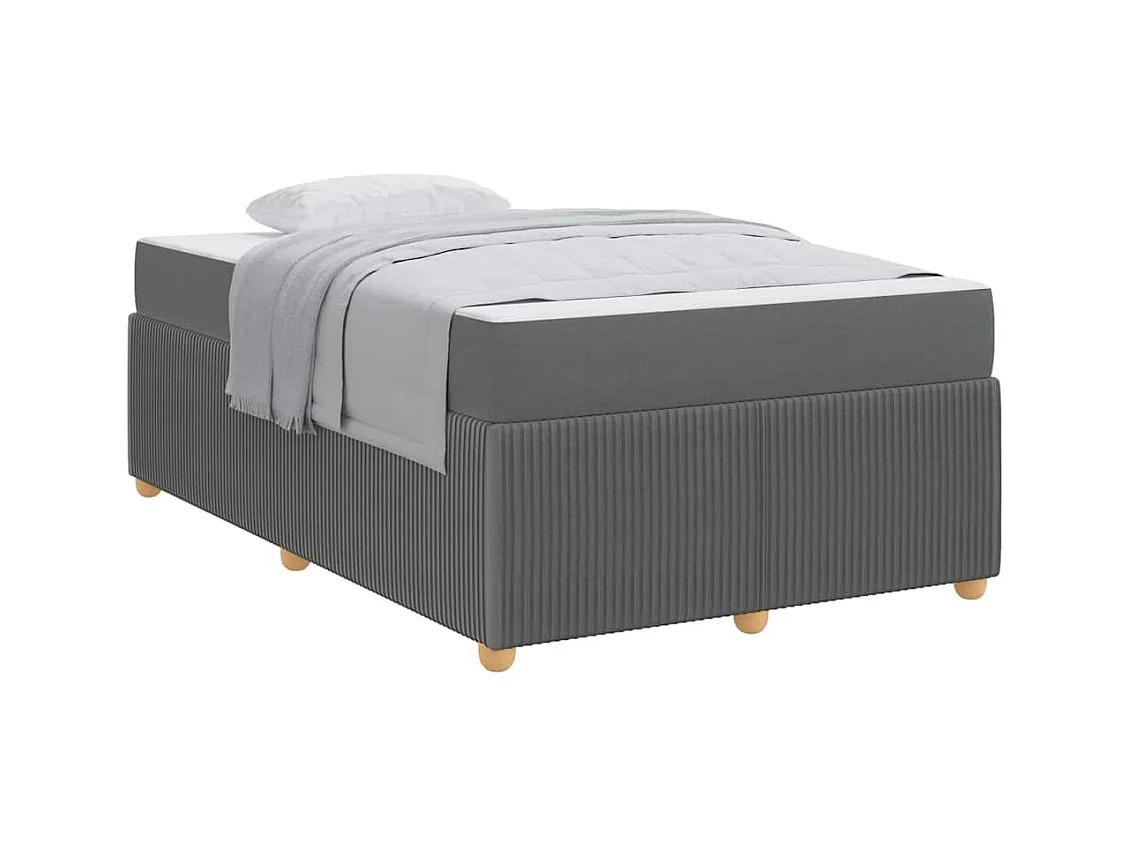 Cadre de lit avec matelas Gris foncé 120 x 190 cm tissu
