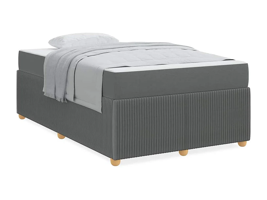 Cadre de lit avec matelas Gris foncé 120 x 190 cm tissu